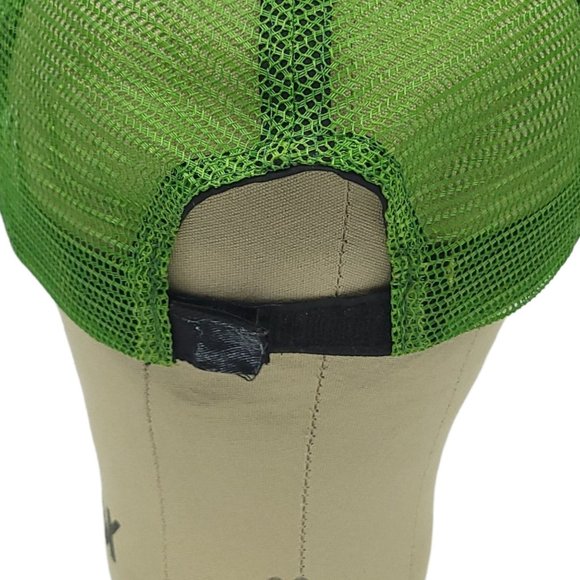 John Deere Mesh Patch Logo Strapback Cap Trucker Baseball Hat Black Green - Picture 4 of 13